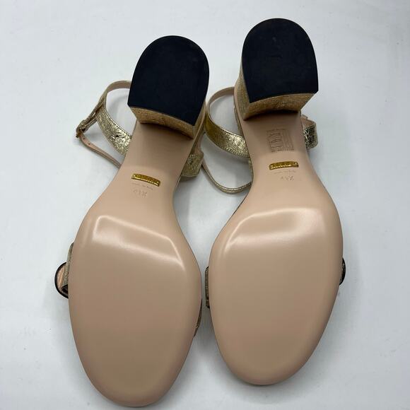 Gucci Gold Block Heel Sandals - Picture 7 of 12
